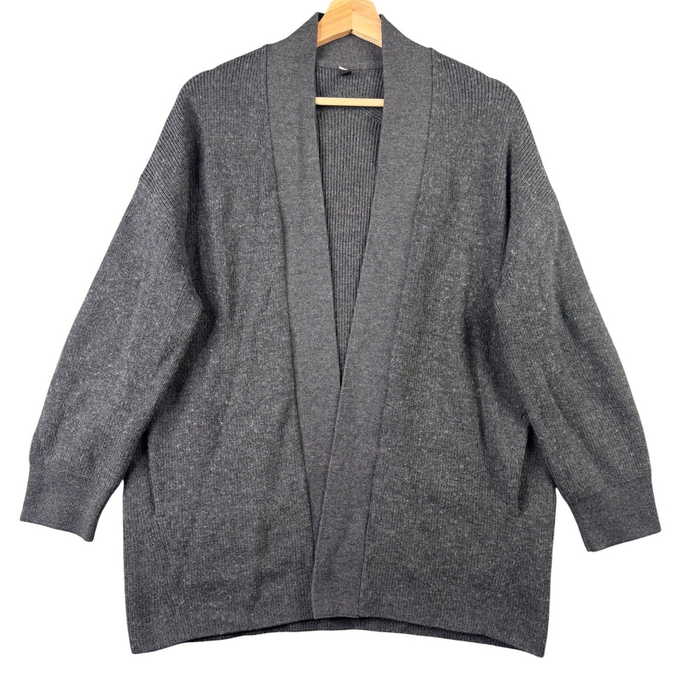 Lululemon Merino Wool-Blend‎ Ribbed Long Wrap Sweater Grey LW3GKBS Size 8